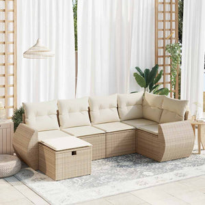 Set Divano da Giardino 6 pz con Cuscini Beige in Polyrattan 3325584