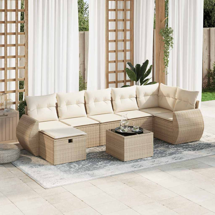 Set Divano da Giardino 8 pz con Cuscini Beige in Polyrattan 3325614