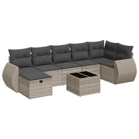 Set Divano da Giardino 8pz con Cuscini Grigio Chiaro Polyrattan 3325618