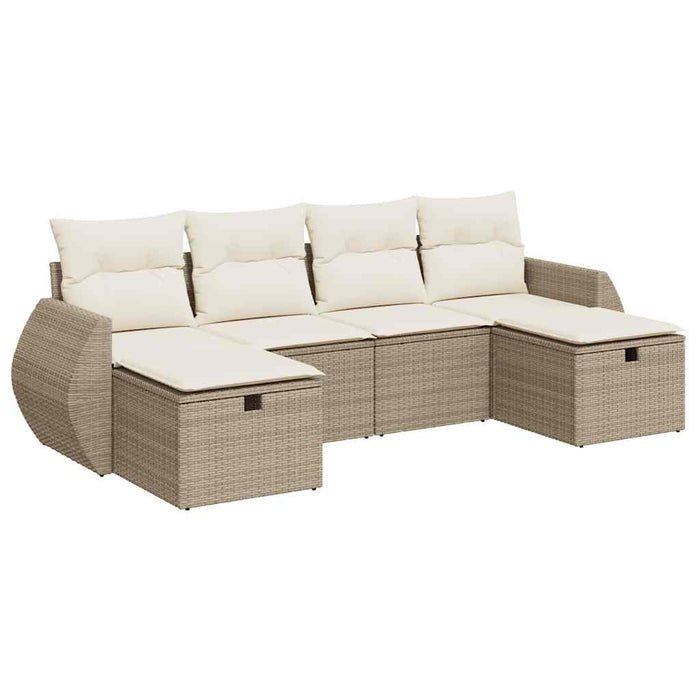 Set Divano da Giardino 6 pz con Cuscini Beige in Polyrattan 3325624