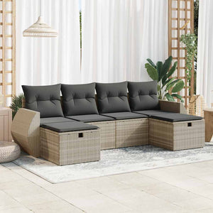 Set Divano da Giardino 6pz con Cuscini Grigio Chiaro Polyrattan 3325628