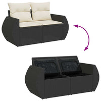 Set Divani da Giardino con Cuscini 8 pz Nero in Polyrattan 3325632