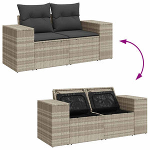 Set Divano da Giardino 4pz con Cuscini Grigio Chiaro Polyrattan 3325658