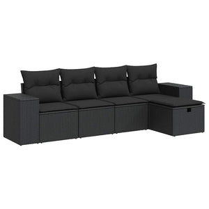 Set Divani da Giardino 5 pz con Cuscini in Polyrattan Nero 3325661