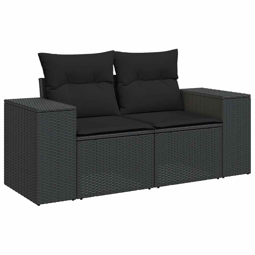 Set Divani da Giardino 5 pz con Cuscini in Polyrattan Nero 3325661