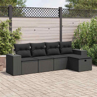 Set Divani da Giardino 5 pz con Cuscini in Polyrattan Nero 3325661