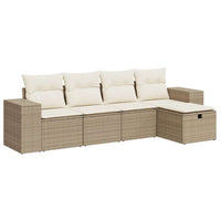 Set Divano da Giardino 5 pz con Cuscini Beige in Polyrattan 3325664