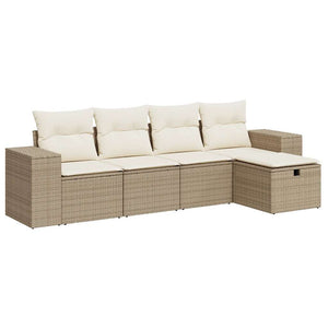 Set Divano da Giardino 5 pz con Cuscini Beige in Polyrattan 3325664