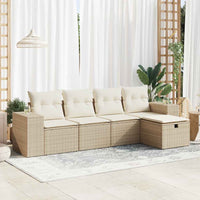 Set Divano da Giardino 5 pz con Cuscini Beige in Polyrattan 3325664