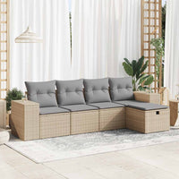 Set Divano da Giardino 5 pz con Cuscini Beige in Polyrattan 3325665