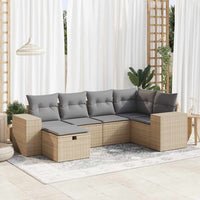 Set Divano da Giardino 6 pz con Cuscini Beige in Polyrattan 3325685