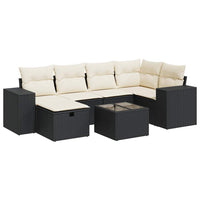 Set Divani da Giardino con Cuscini 7pz Nero Polyrattan 3325692