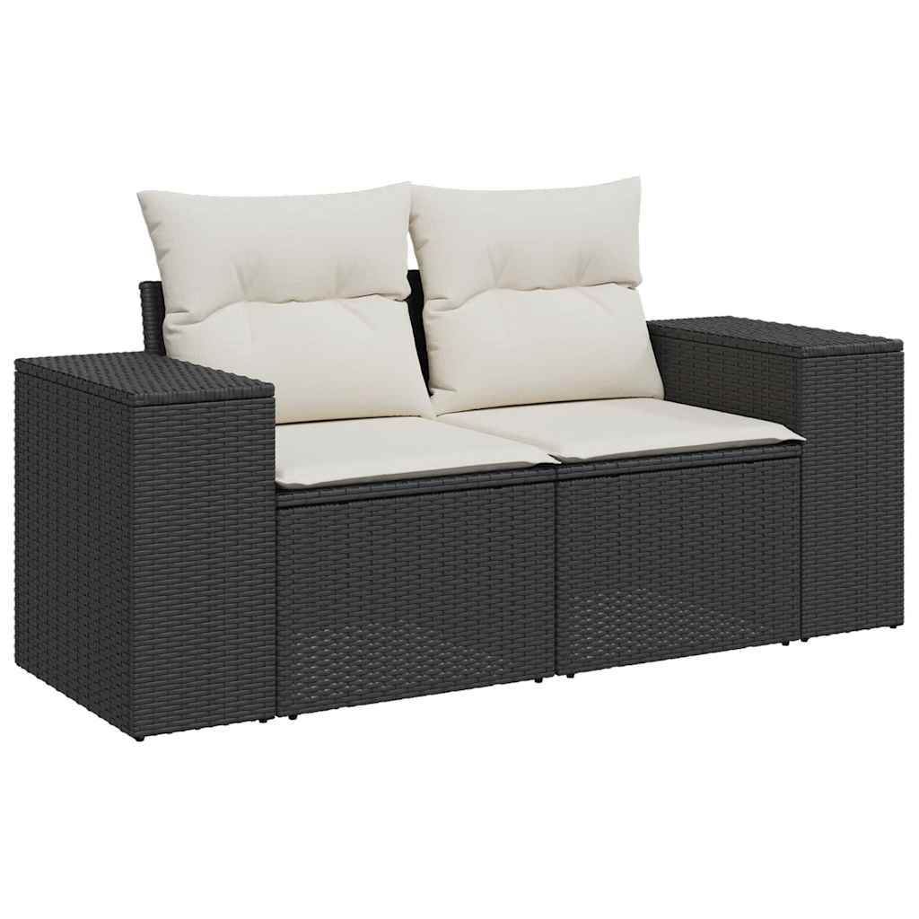 Set Divani da Giardino con Cuscini 7pz Nero Polyrattan 3325692