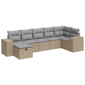 Set Divani da Giardino 7 pz con Cuscini Beige in Polyrattan 3325705