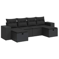 Set Divano da Giardino 6 pz con Cuscini Nero in Polyrattan 3325721