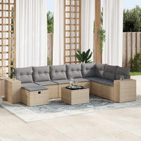 Set Divano da Giardino 9 pz con Cuscini Beige in Polyrattan 3325745