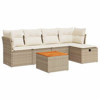 Set Divano da Giardino 6 pz con Cuscini Beige in Polyrattan 3325754