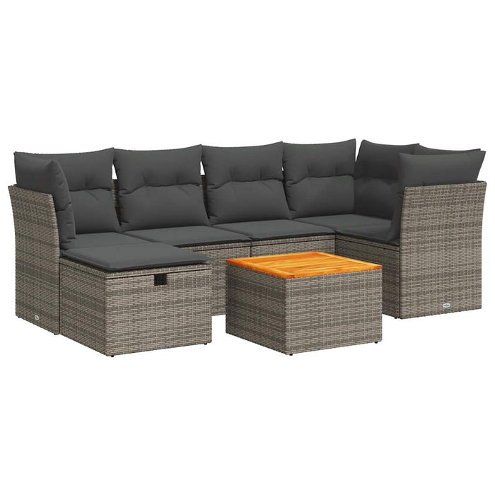 Set Divani da Giardino 7 pz con Cuscini Grigio in Polyrattan 3325763