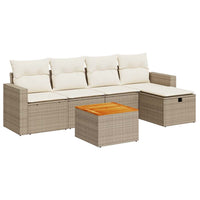 Set Divano da Giardino 6 pz con Cuscini Beige in Polyrattan 3325782