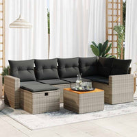 Set Divani da Giardino 7 pz con Cuscini Grigio in Polyrattan 3325791