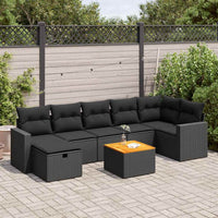 Set Divani da Giardino con Cuscini 8 pz Nero in Polyrattan 3325793