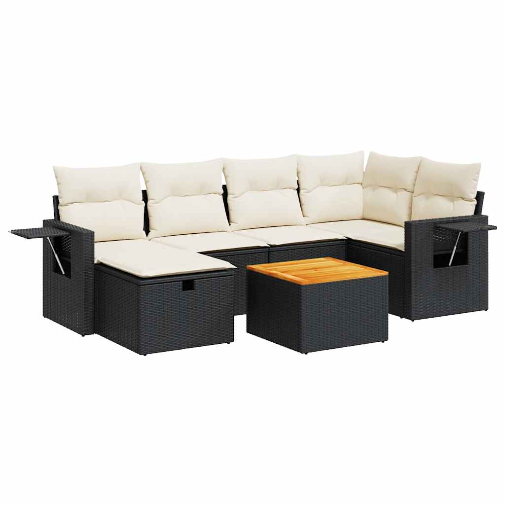 Set Divani da Giardino con Cuscini 7pz Nero Polyrattan 3325815