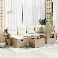 Set Divani da Giardino 7 pz con Cuscini Beige in Polyrattan 3325817