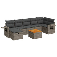 Set Divano da Giardino 8 pz con Cuscini Grigio in Polyrattan 3325826