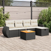 Set Divano da Giardino 6 pz con Cuscini Nero in Polyrattan 3325836