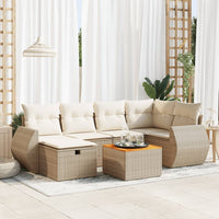 Set Divani da Giardino 7 pz con Cuscini Beige in Polyrattan 3325845