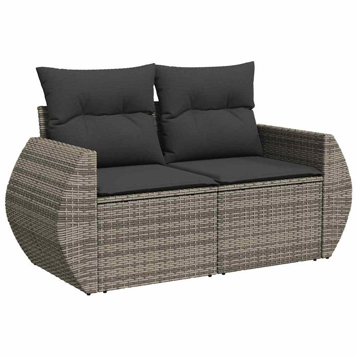 Set Divani da Giardino 7 pz con Cuscini Grigio in Polyrattan 3325847