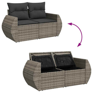 Set Divani da Giardino 7 pz con Cuscini Grigio in Polyrattan 3325847