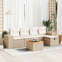 Set Divano da Giardino 6 pz con Cuscini Beige in Polyrattan 3325866