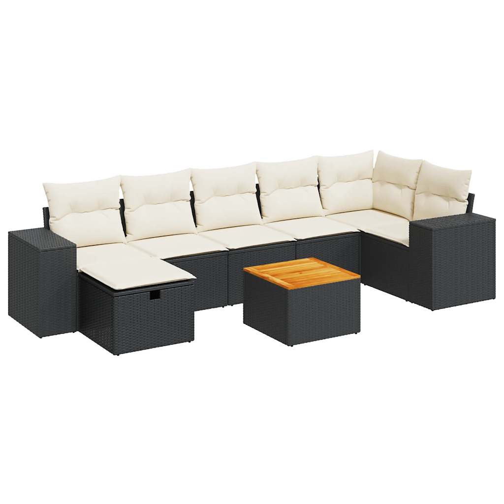 Set Divani da Giardino con Cuscini 8 pz Nero in Polyrattan 3325878