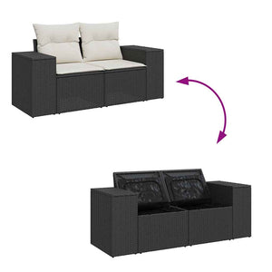 Set Divani da Giardino con Cuscini 8 pz Nero in Polyrattan 3325878