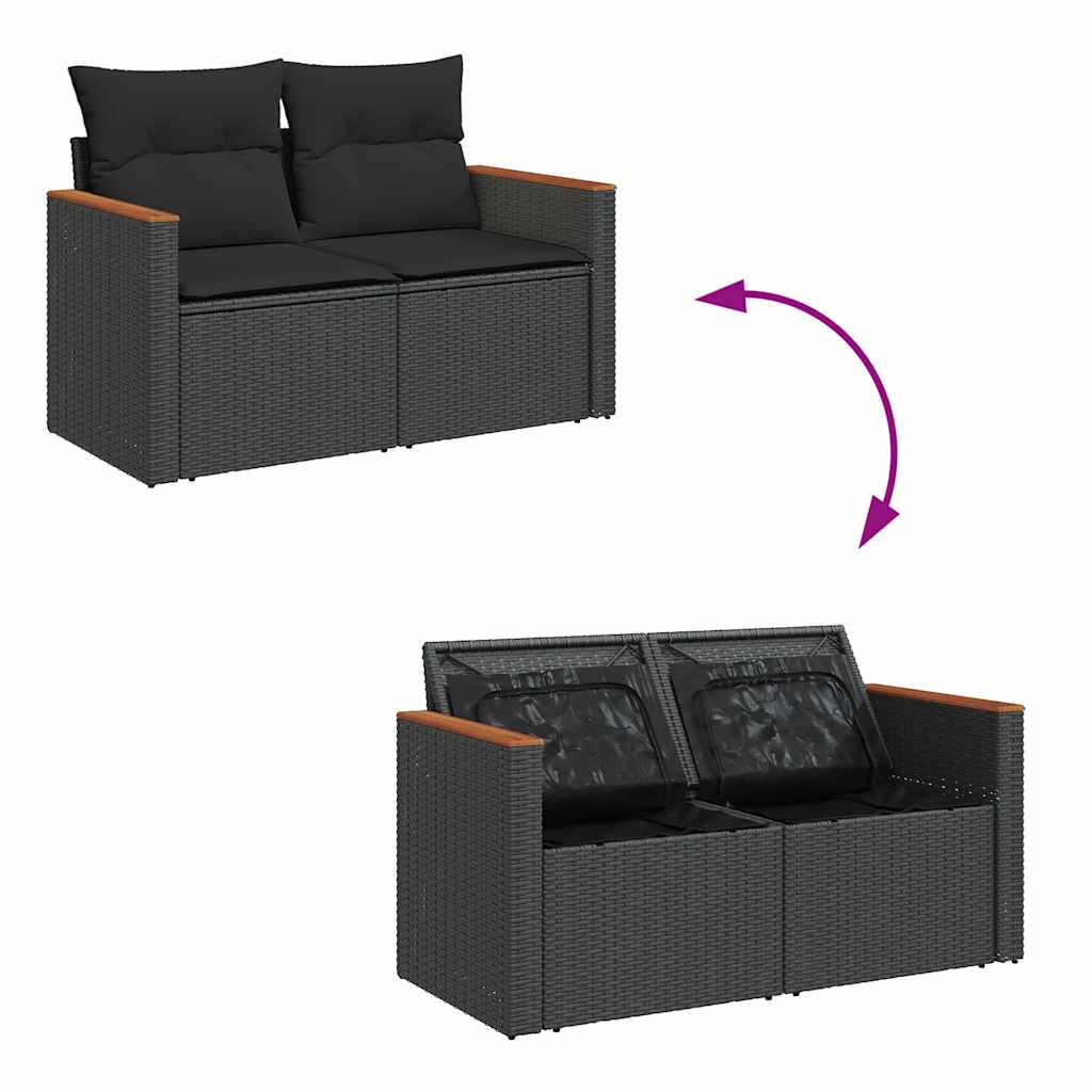 Set Divani da Giardino 4 pz con Cuscini Nero in Polyrattan 3325891