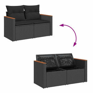 Set Divani da Giardino 5 pz con Cuscini in Polyrattan Nero 3325898