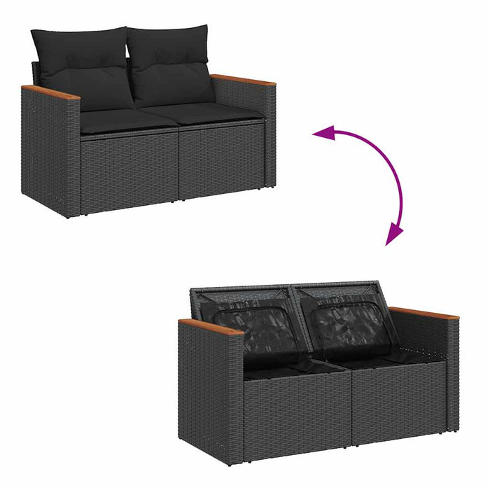 Set Divani da Giardino 5 pz con Cuscini in Polyrattan Nero 3325898