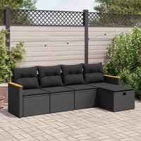 Set Divani da Giardino 5 pz con Cuscini in Polyrattan Nero 3325898