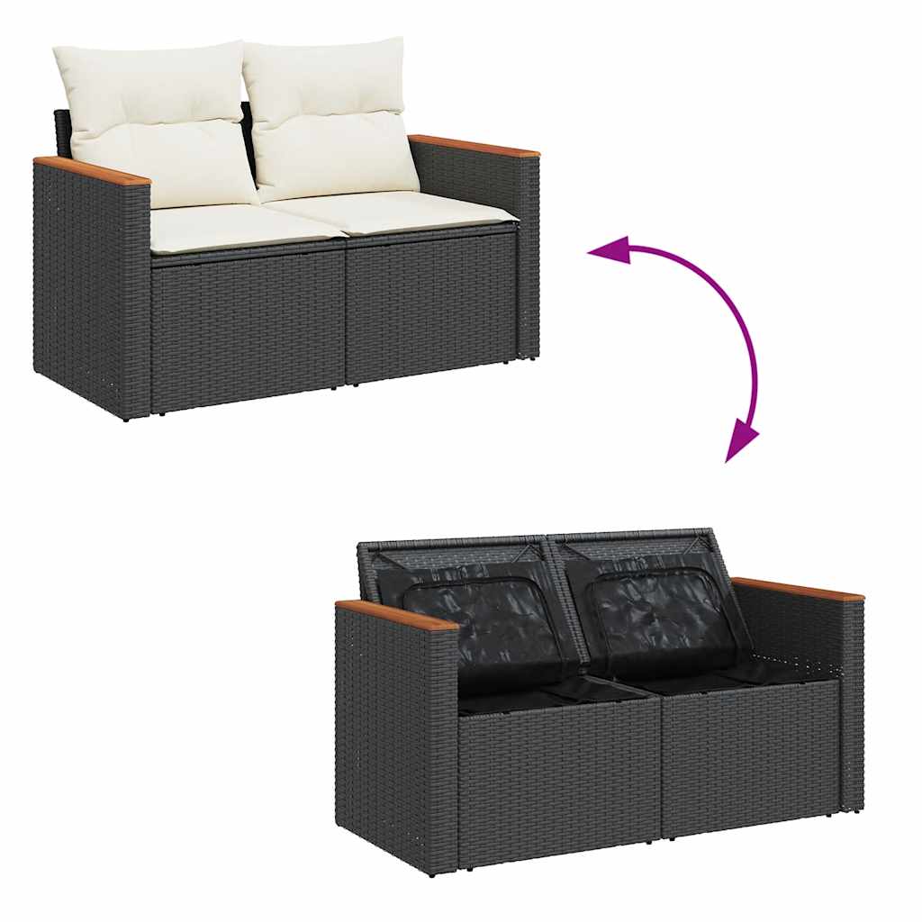 Set Divani da Giardino 5 pz con Cuscini in Polyrattan Nero 3325899