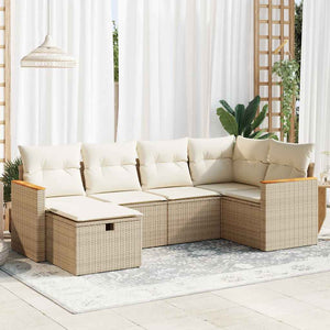 Set Divano da Giardino 6 pz con Cuscini Beige in Polyrattan 3325915