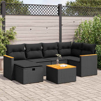 Set Divani da Giardino con Cuscini 7pz Nero Polyrattan 3325919