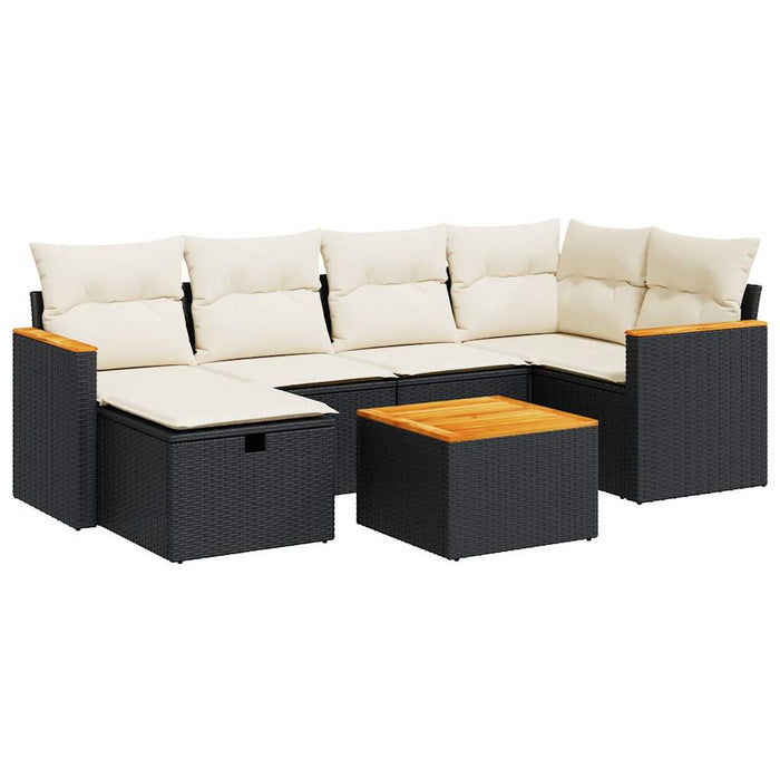 Set Divani da Giardino con Cuscini 7pz Nero Polyrattan 3325920