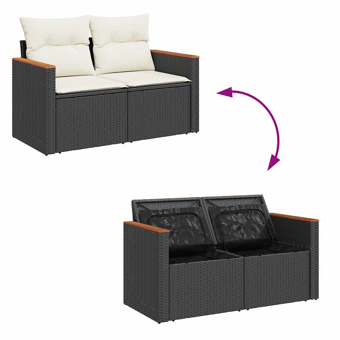 Set Divani da Giardino con Cuscini 7pz Nero Polyrattan 3325920