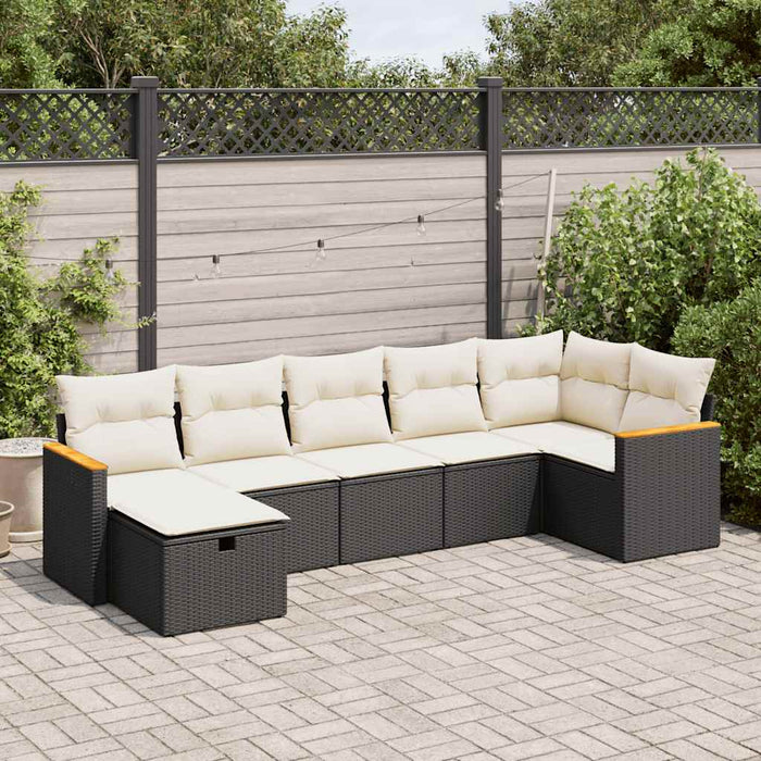 Set Divani da Giardino con Cuscini 7pz Nero Polyrattan 3325927