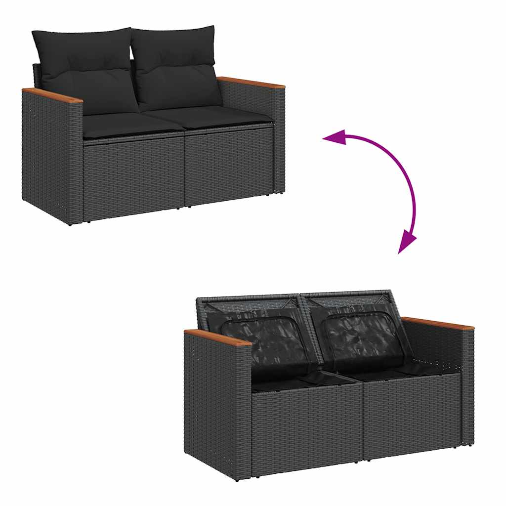 Set Divani da Giardino con Cuscini 8 pz Nero in Polyrattan 3325933