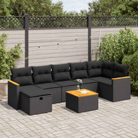 Set Divani da Giardino con Cuscini 8 pz Nero in Polyrattan 3325933