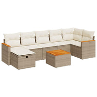 Set Divano da Giardino 8 pz con Cuscini Beige in Polyrattan 3325936