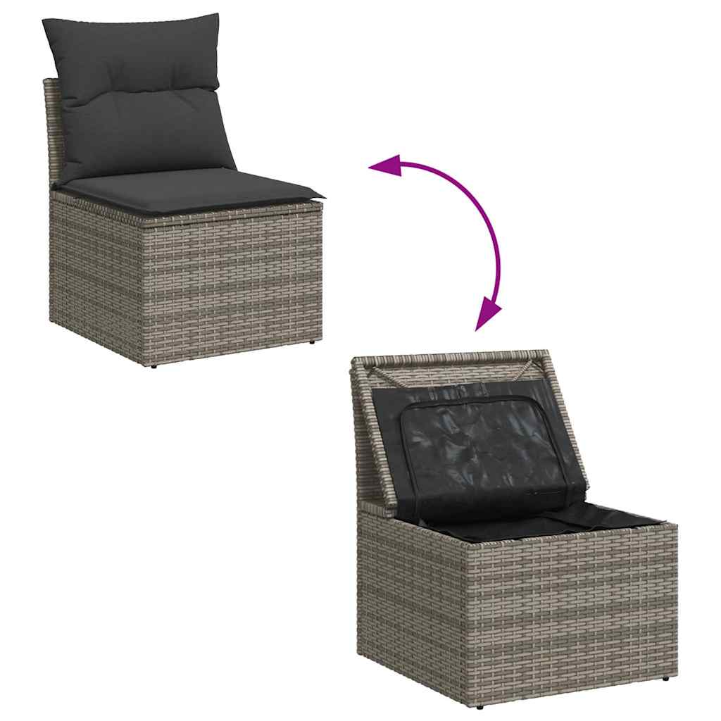 Set Divano da Giardino 8 pz con Cuscini Grigio in Polyrattan 3325938