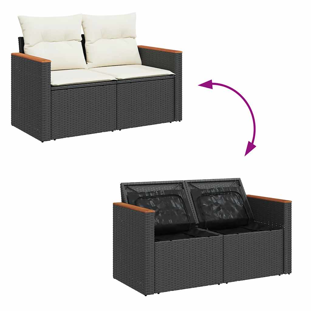 Set Divano da Giardino 6 pz con Cuscini Nero in Polyrattan 3325941